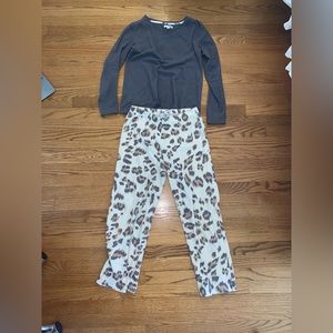 Sonoma Gray and Print Pajama Set, Size Extra Small